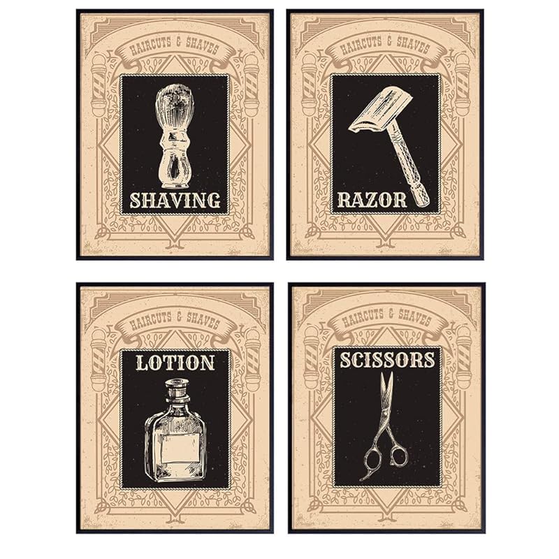 Amazon Com Vintage Barber Shop Wall Decor For Bathroom Bath Or Salon 8x10 Retro Poster Print Set Home Wall Art Room Decoration Unframed Barbershop Pictures Gift For Hairstylist Hair Stylist Handmade