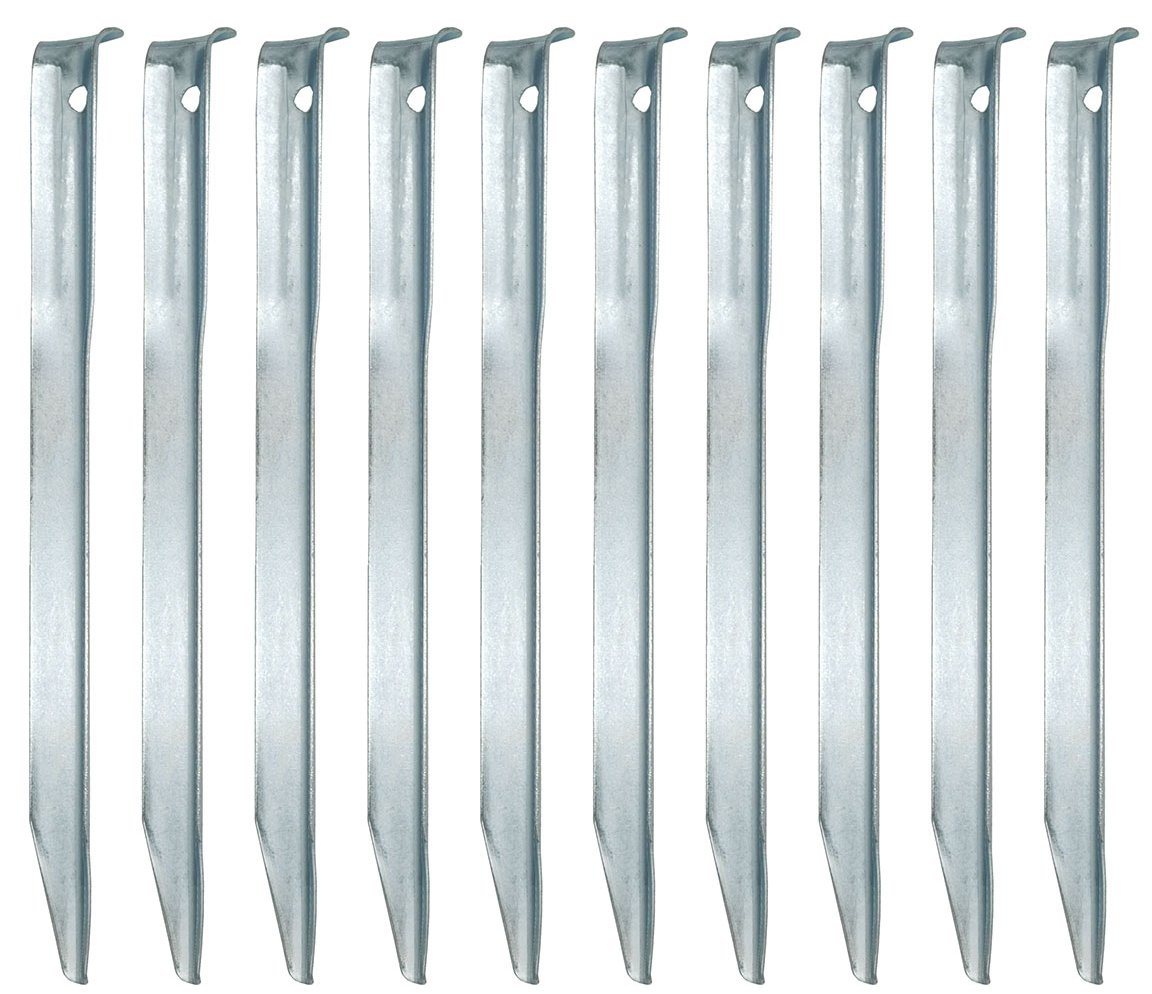 AMANKA Set of 10pcs XL Tent Pegs 230x23mm galvanized steel zinc plated flat section Tent Stakes V-shaped for sandy soils