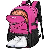 LARIPOP Basketball Backpack, Large Sports Bag with Ball Holder & Shoes Compartment, Basketball Bag for Soccer,Volleyball,