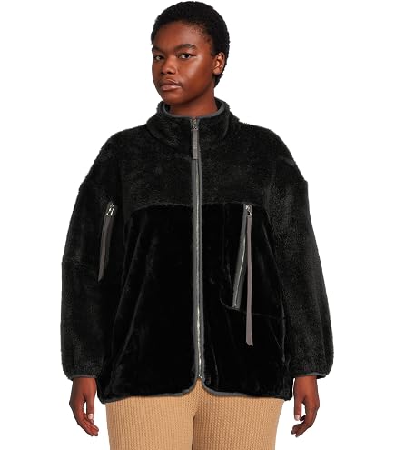 Amazon.com: UGG Women's Nikia Crochet Uggfluff Jacket, Black, XS