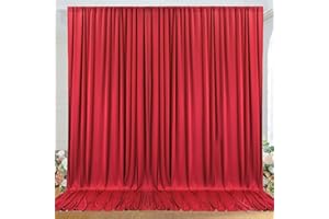 NSSONBEN 10ft x 10ft Wrinkle Free Red Backdrop Curtains for Parties, Polyester Photo Backdrop Drapes 2 Panels 5x10ft for Weddings Birthday Party Christmas Photography Background