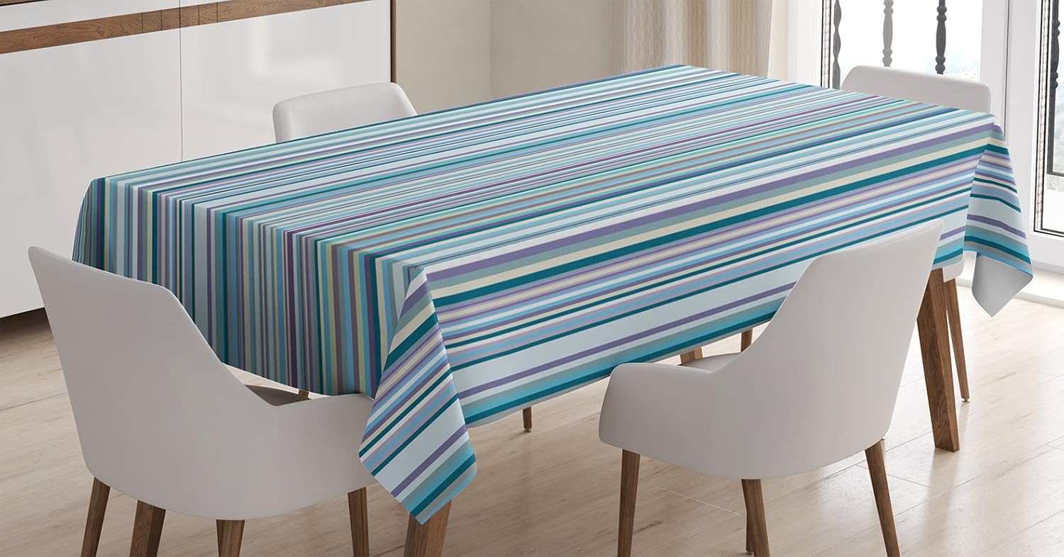 Best teal and white striped table cloth