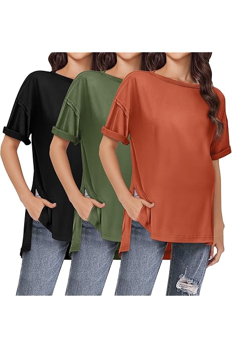 Riyiper 3 Pack Woen's Long Sleeve Sweatshirts, Crew Neck Pullover