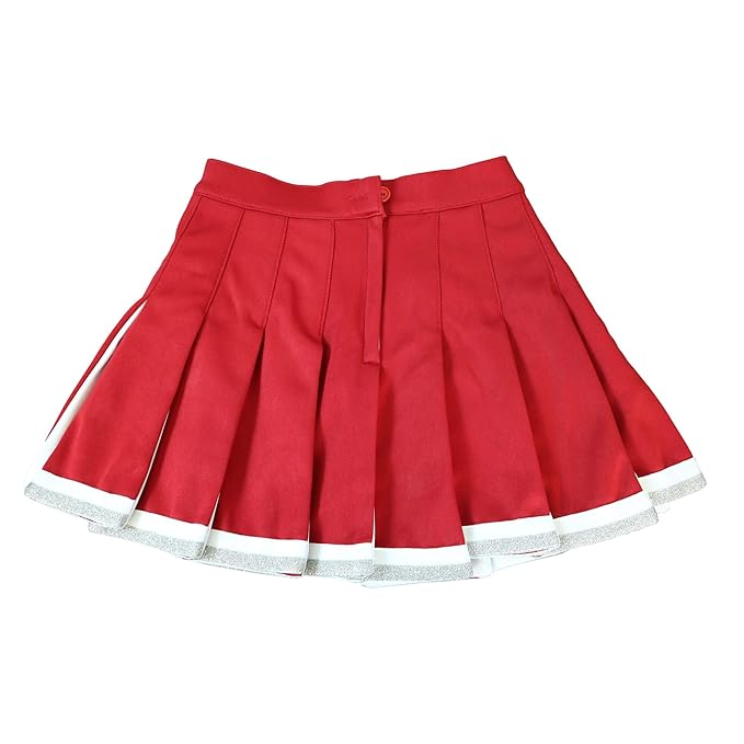 Buy Danzcue Child Cheerleading Pleated Skirt, ScarletWhite, Medium at