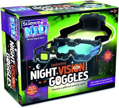 Science Mad Night Vision Goggles for Kids 2x Magnification Twin LED Beams Blue