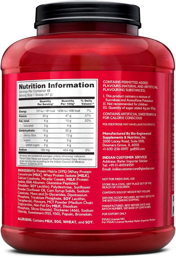 BSN SYNTHA-6 Whey Protein Powder, Micellar Casein, Milk Protein Isolate Powder, Vanilla Ice Cream, 48 Servings (Package May Vary): Health & Personal Care