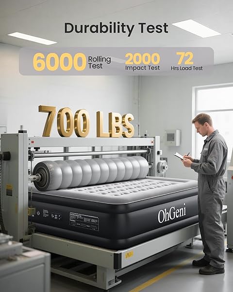OHGENI KING SIZE AIR MATTRESS, FAMILY CHOICE AWARD WITH BUILT IN PUMP, IDEAL ALTERNATIVE TO A BED, 18” COMFORTABLE BLOW UP COLCHONES INFLABLES MATTRESS FOR HOME, GUESTS, PORTABLE AIR BED, 700 LBS