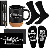 ReliThick 6 Pcs Best Grandpa Gifts Set for Men Father Day Grandfather Gifts 13.5 oz Ceramics Mug Socks Ballpoint Pen with Pen Box Greeting Card Envelope for Grandpa Grandfather Birthday Retirement