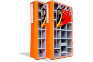 Tcakelox Deluxe Fishing Tackle Box, Waterproof 3600 and 3700 Tackle Trays, Organizer with Removable Dividers, Sealed Lure Box and Terminal Tackle Storage (2, 3600 Orange)