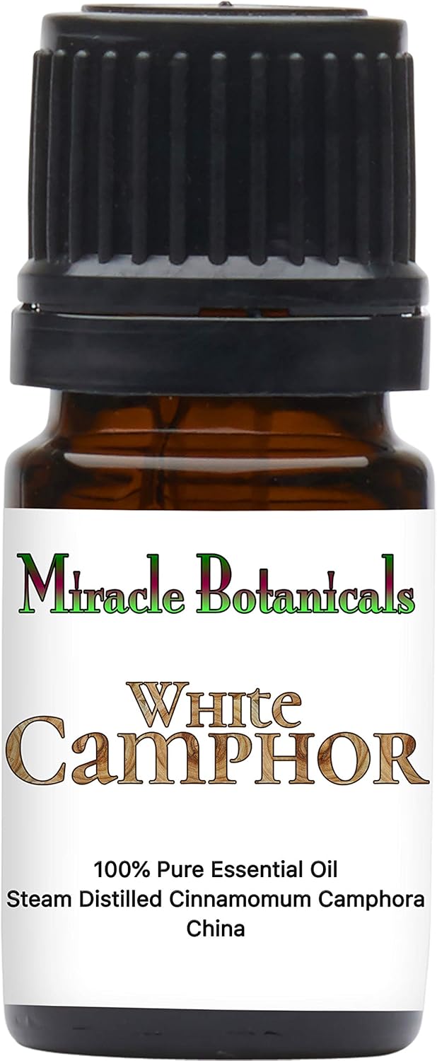 Miracle Botanicals White Camphor Essential Oil - 100% Pure Dryobalanops Camphora Essential Oil - Therapeutic Grade - 5ml