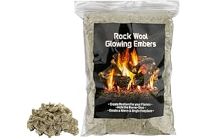 GJK Rock Wool for Gas Log, Gas Fireplace Glowing for Indoor Gas Fireplace, 6 Oz Bag, Wool Embers for Vented Gas Log Sets, Inserts, Natural Gas, Fireplaces, Fire Pit and Stoves