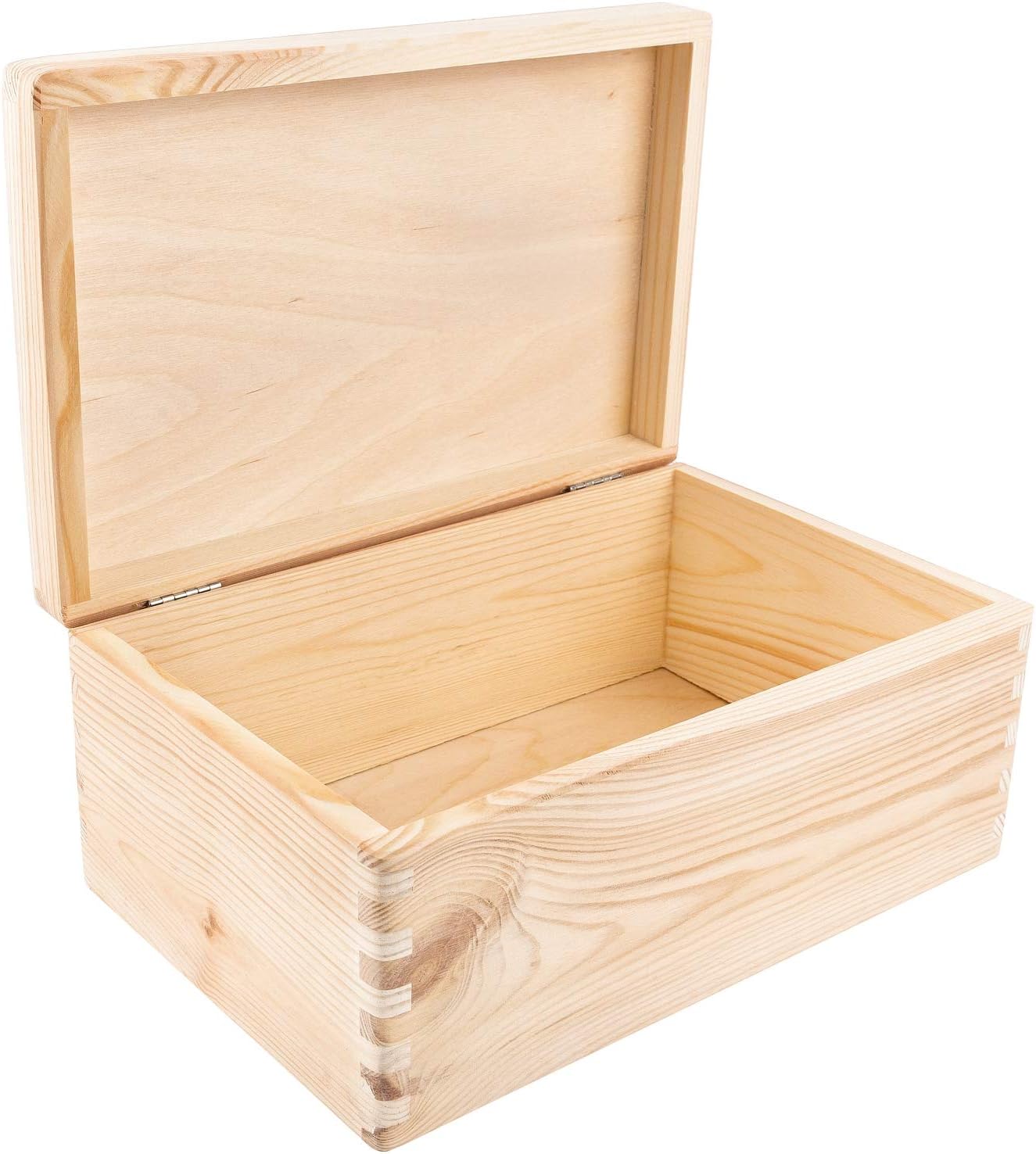Creative Deco Grande Caja Madera para Decorar con Tapa | 30 x 20 x 14 cm (+/-1cm) | Cofre Decoración Decoupage | para Almacenaje de Documentos, Objetos, Juguetes, Herramientas | EN Bruto SIN LIJAR