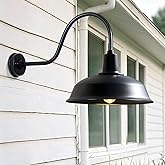 Fefoive 15 Inch Gooseneck Barn Light Outdoor, Matte Black Farmhouse Wall Light for Porch and Garage, ETL Listed, Weather-Resi
