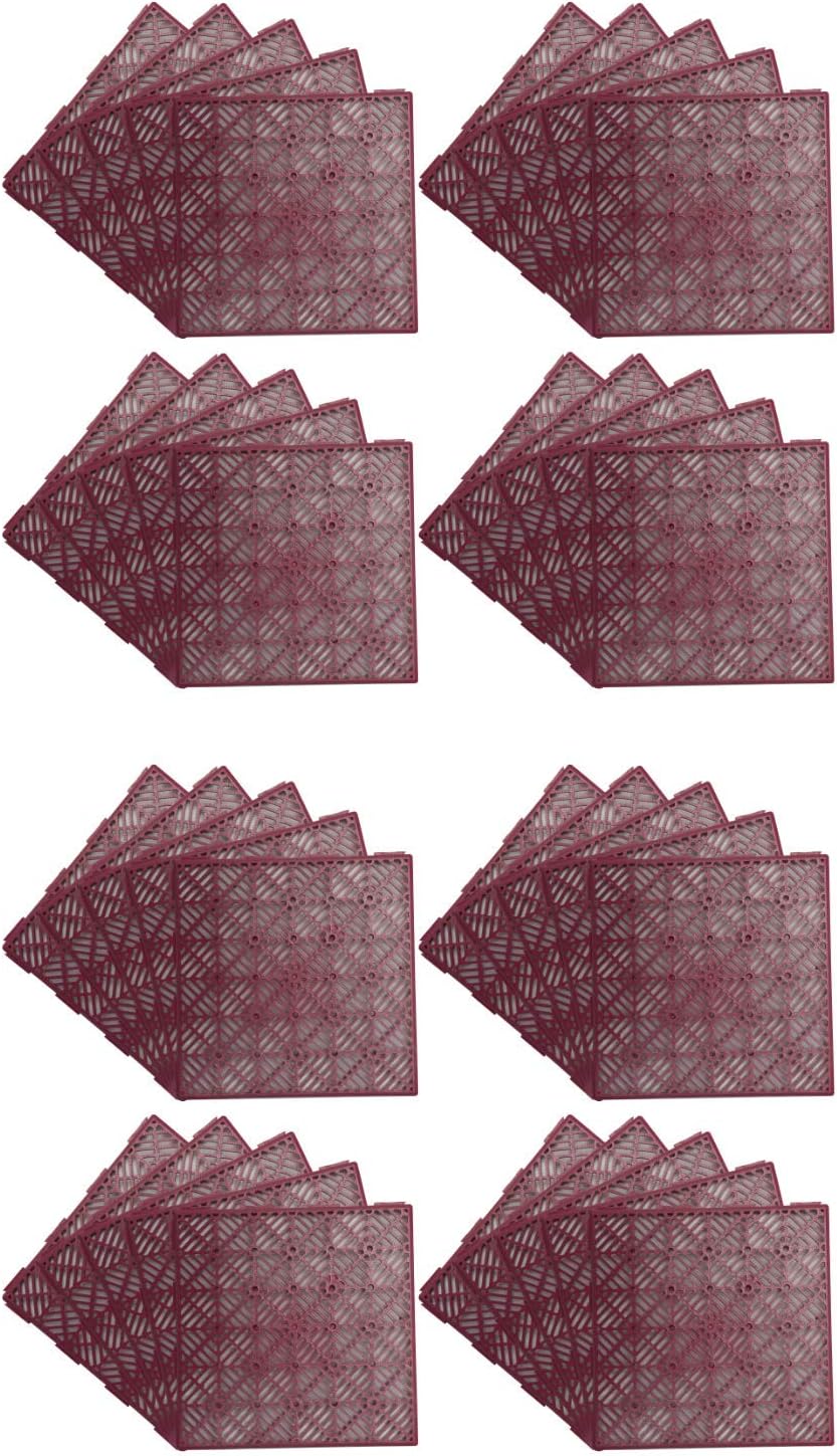 KCT 8 Pack - Coloured Garden Non Slip Interlocking Path Tiles - 40 Pieces Total Weatherproof Decking Boards