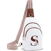 Lizznoe Crossbody Bag for Women Leather Sling Bags with Initial Letter Fanny Pack Chest Bag for Travel, Gift for Mom Wife