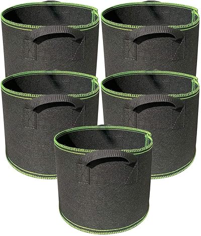 Ayvicco 5-Pack 1 Gallon Heavy Duty Nonwoven Aeration Fabric Pots