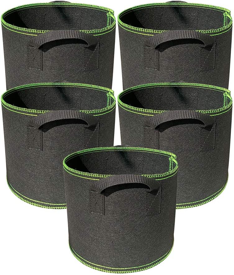 Ayvicco 5-Pack 1 Gallon Heavy Duty Nonwoven Aeration Fabric Pots