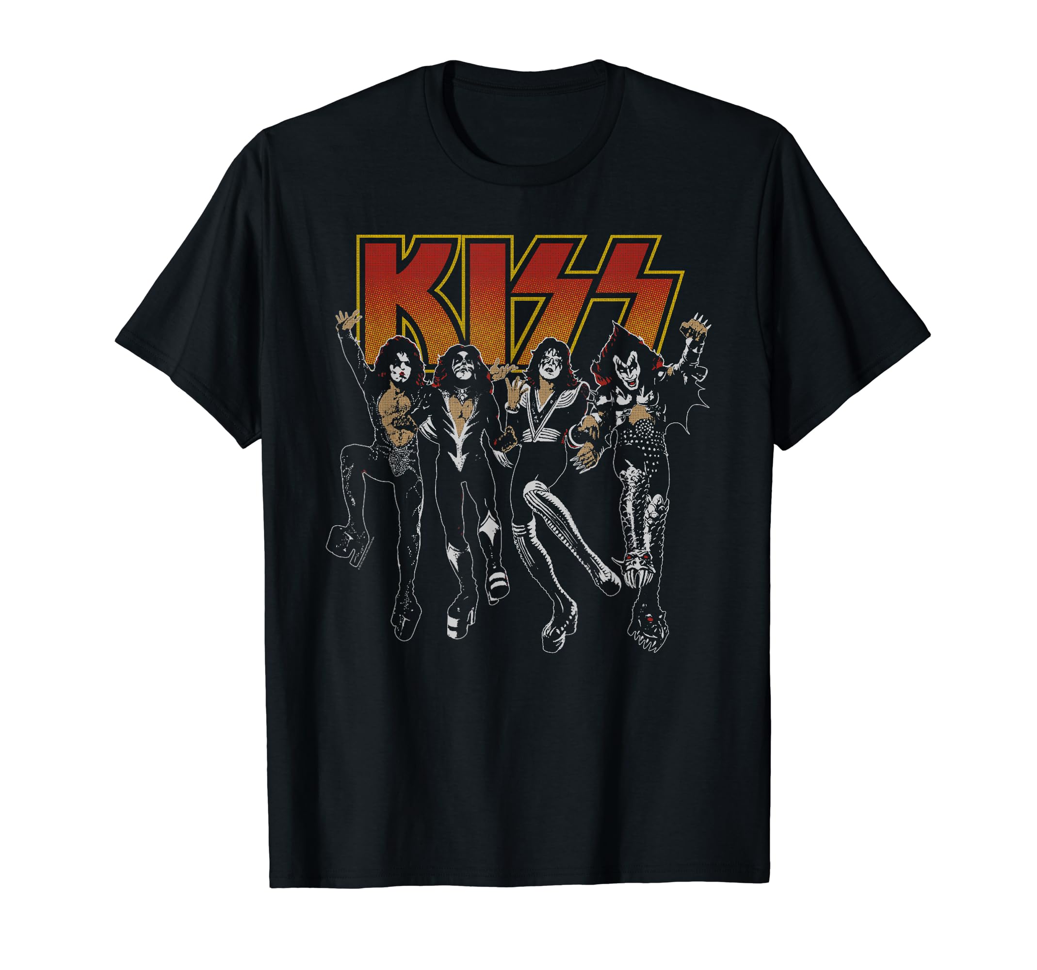 KISS Unisex Adult Slim Fit Black Cartoon T-Shirt