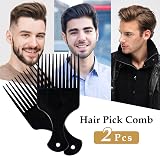 Sularpek 2 Pcs Afro Hair Comb Wide Tooth Carbon Fiber Detangler Plastic Black view 3