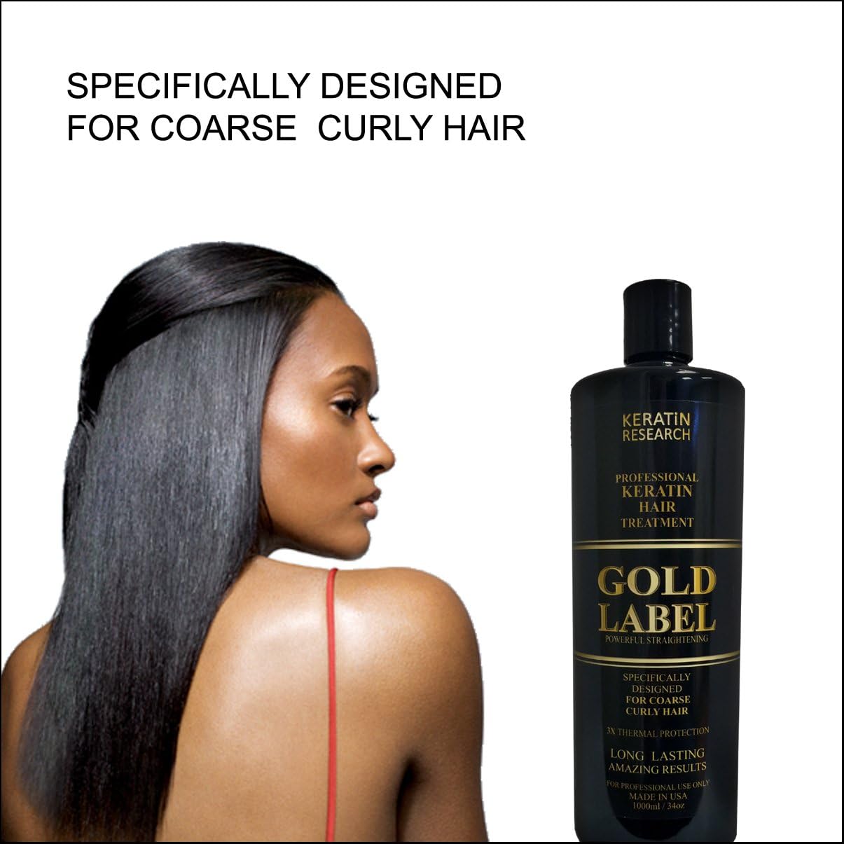 Gold Label Professional Brazilian Keratin Blowout Hair Treatment Designed for Coarse Curly, Black, African, Dominican - Image 3