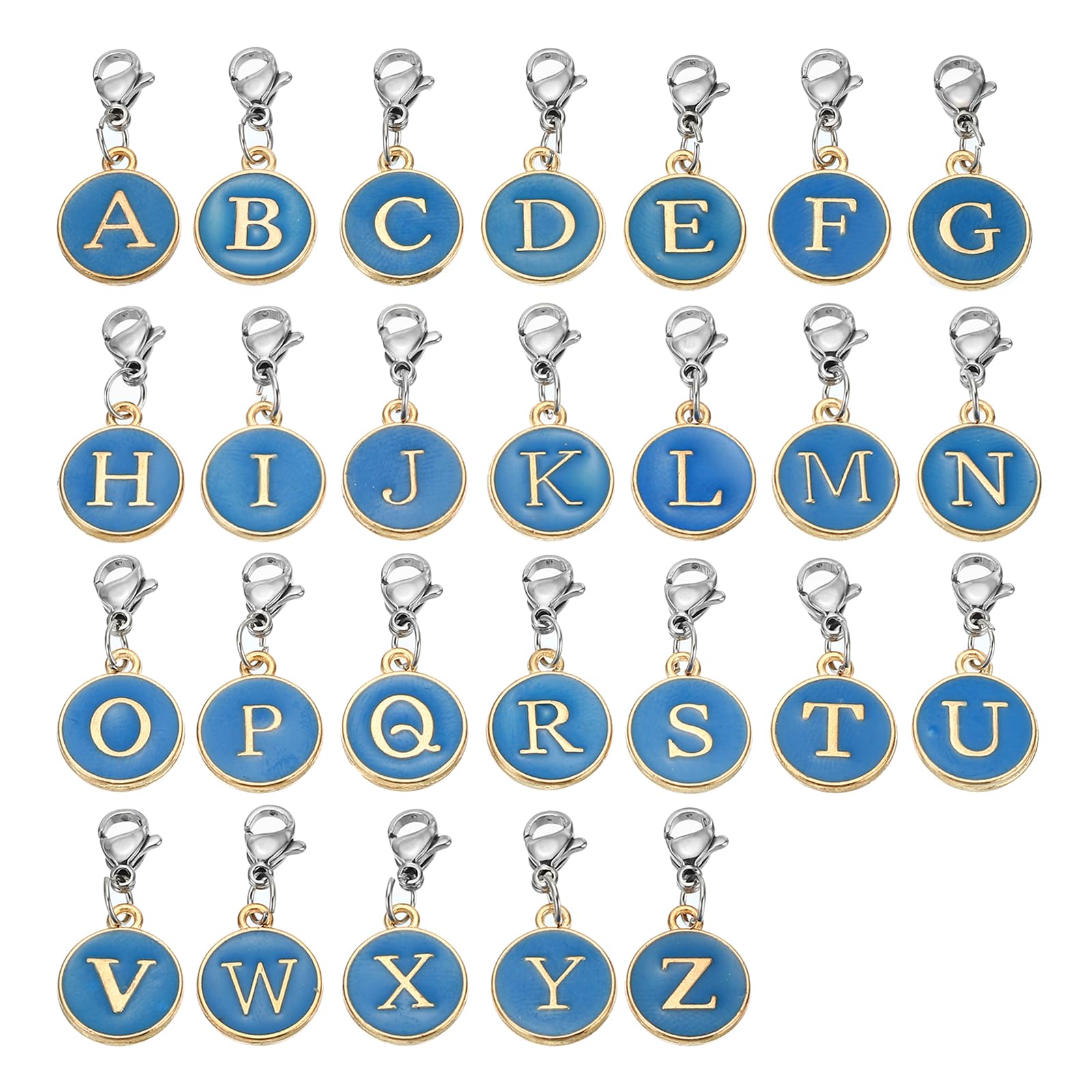 PATIKIL Enamel Crochet Stitch Markers, 26 Pack a to Z Letter Metal Pendants Charm Knitting Markers Stitch Marker for Sewing Crocheting Jewelry Making, Dark Blue