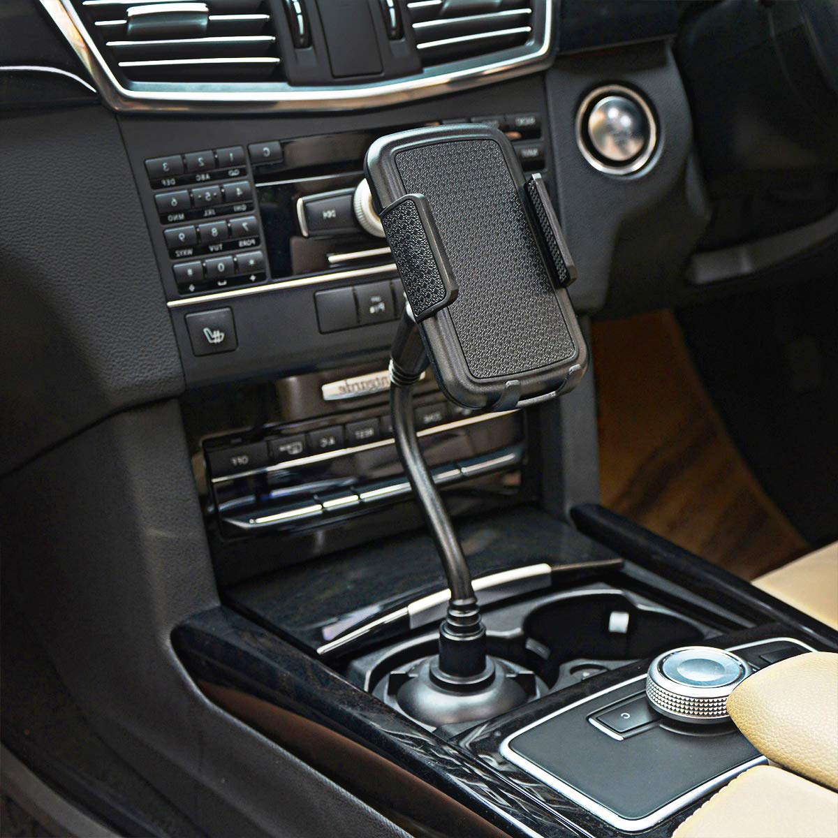 Car Cup Holder Phone Mount, Gresur Adjustable Gooseneck Smart Phone Car Cradle for iPhone 7 7P 8 8P X XS XR/Samsung Galaxy S10 S9 / Huawei Universal Hands Free Phone Holder