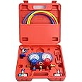 Professional A/C Air Conditioner Refrigerant Manifold Gauge Kit Set R134a/R22/R12 HVAC + KapscoMoto Keychain