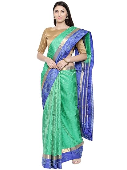 Womens Kanchipuram Pure Silk Saree With Blouse Piece (CCMYSS10736_Green)