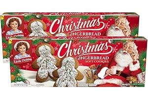 GENERIC Little Debbies Christmas Gingerbread Soft Cookies, Holiday Edition, Frosted with Sprinkles, Individually Wrapped, 8 Count per Box, 2 Box