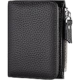 ilovever Small Wallet Women Soft Leather RFID Blocking Card Holder with Zipper Pocket Bifold wallet,Black