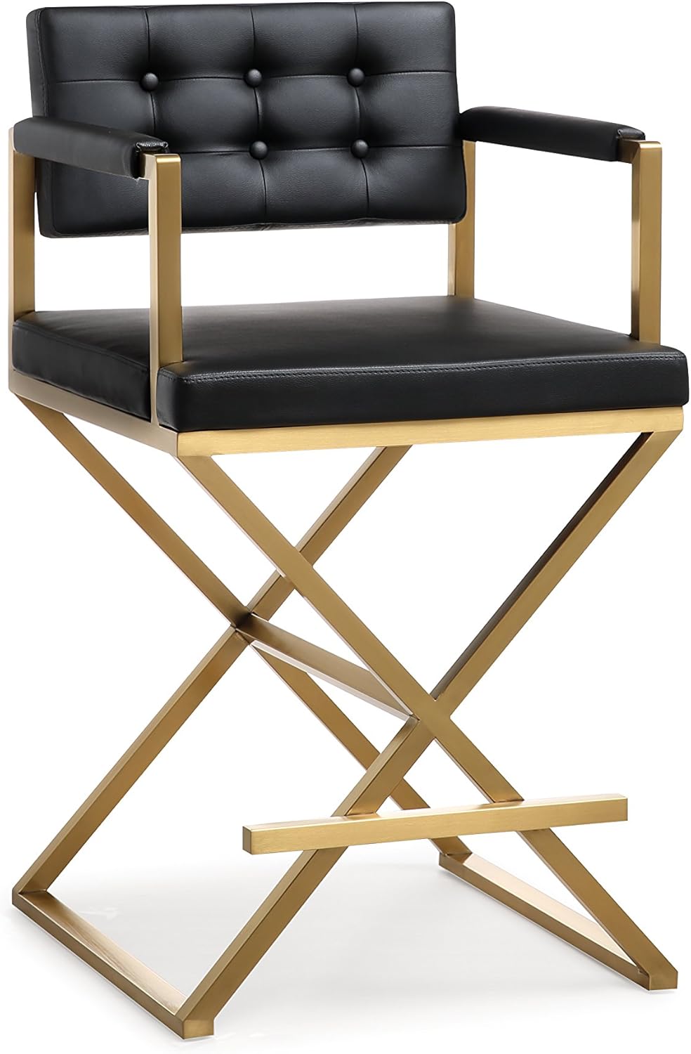 Best modern black leather bar stool button