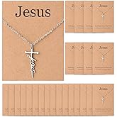 Ethanberg 24 Sets Cross Necklace for Women, Christian Cross Pendant Necklace with Bible Verses Cards for Her Mom Sister Friend Easter Religious Jewelry Gifts