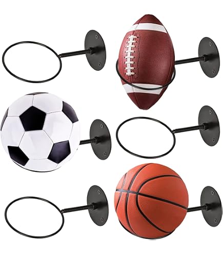 Lot De 4 Supports Muraux Pour Ballons De Sport - Rangement Football, Basketball, Rugby Blanc