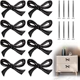 Black Bow Storage Cabinet Knobs Vintage Bow Shape Drawer Pulls with Screws Bow Tie Dresser Knobs Bow Shaped Drawer Cupboard Pulls Suitable for Wardrobe Drawers Storage Cabinets Bookcases (8Pcs-Black)