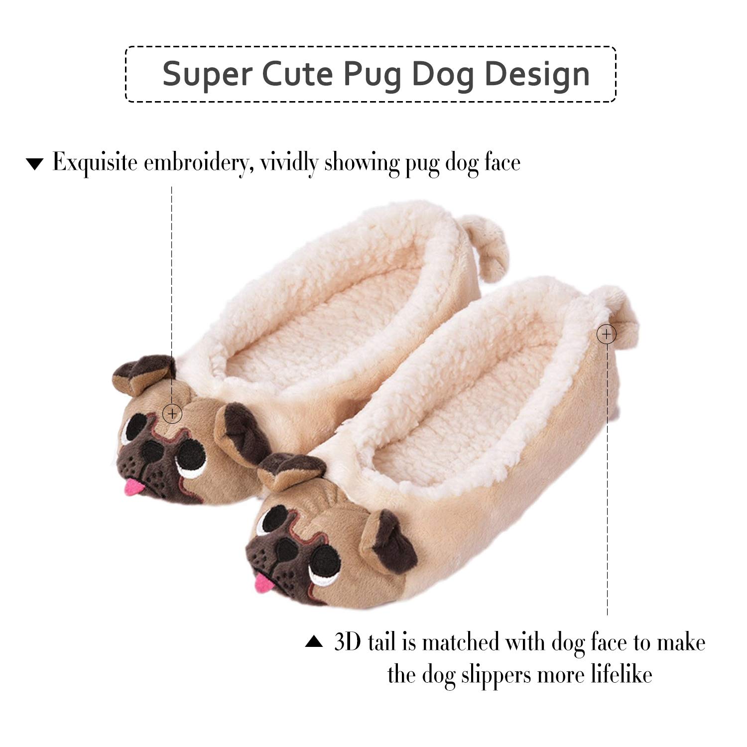 Women\'s Plush Winter Warm Animal Soft Cute Home Slippers Dog 7-8 B(M) US