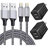 iPhone Fast Charger,iPhone Charger Fast Charging 2Pack Dual Port USB Wall Chargers Block Adapter Plug Long 6FT Fast Charging Lightning Cable Cord for iPhone 14 13 12 11 Pro Max XS X 8 7 Plus SE iPad