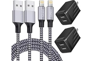 IOSYS iPhone Fast Charger,iPhone Charger Fast Charging 2Pack Dual Port USB Wall Chargers Block Adapter Plug Long 6FT Fast Charging Lightning Cable Cord for iPhone 14 13 12 11 Pro Max XS X 8 7 Plus SE iPad