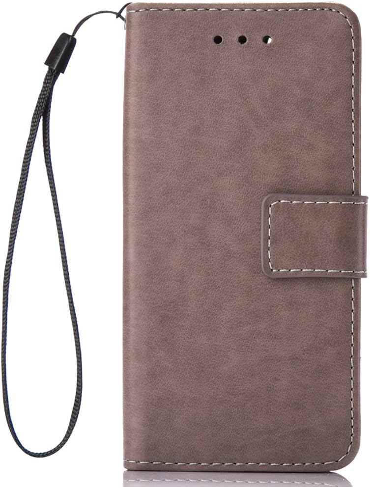 LG K8 Phone Case 2016 Slim PU Leather Flip Protective Magnetic Wallet Cover Case for LG K8 with Card Slot and Stand Feature (Grey)