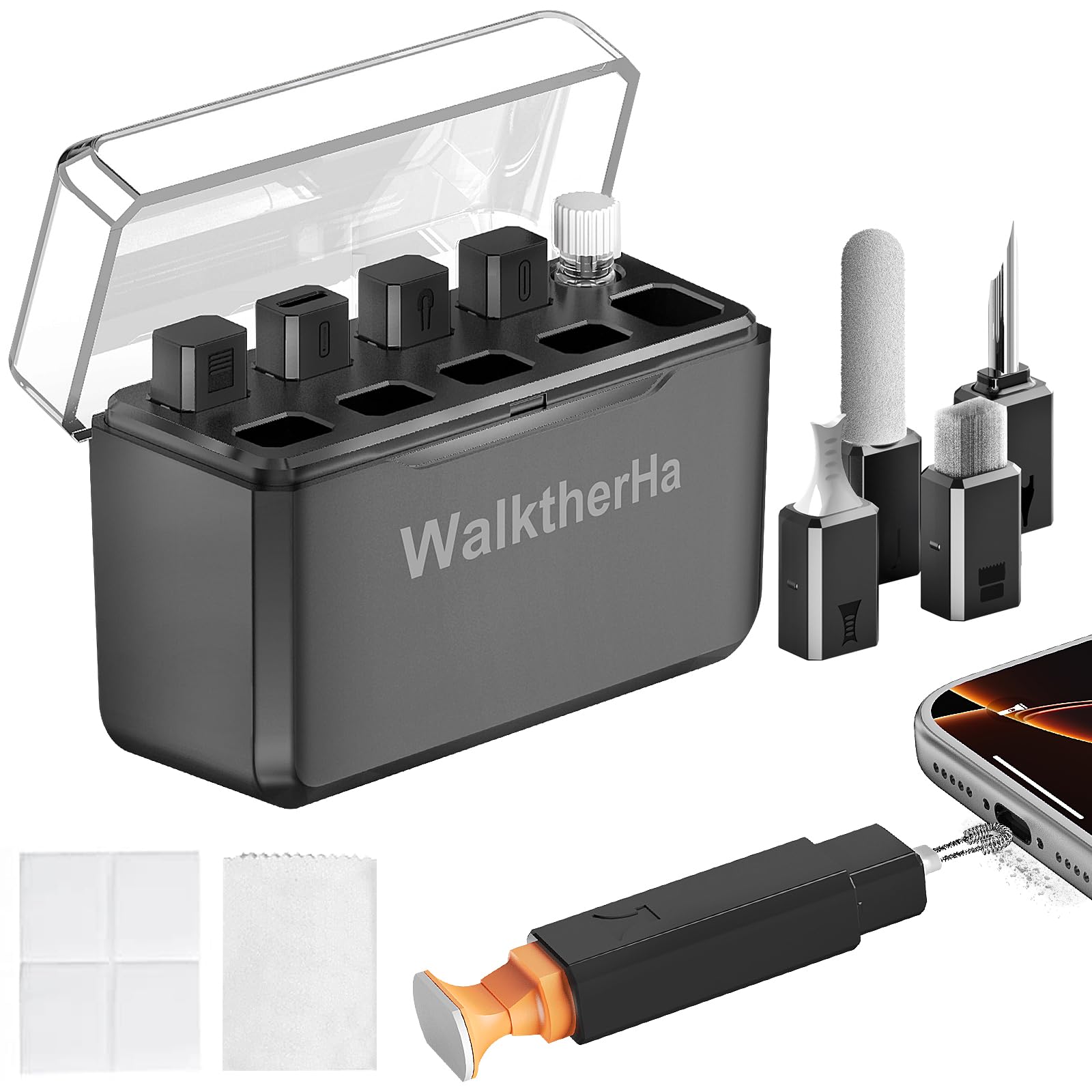 Photo 1 of 13-in-1 for iPhone Cleaning Kit Charging Port Cleaner- Multi-Tool Phone Cleaner for Repair iPhone AirPods Pro iPad (Type C) Charging Port Speaker, Lightning Cables, Connectors with Portable Case