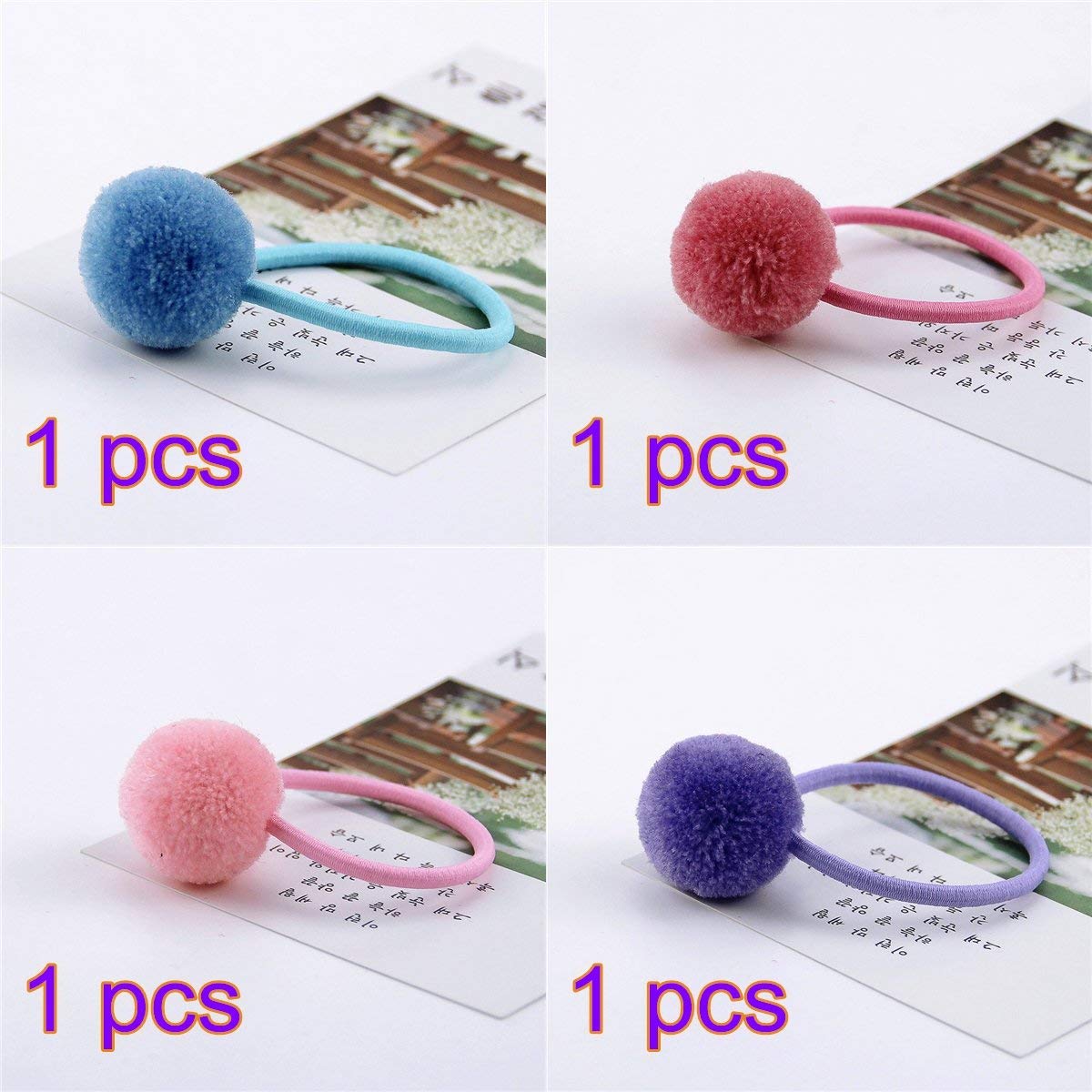 Buy Iconic Pom Balls Elastic Hair Ties For Toddler Girls Pigtail