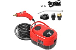 PENCK Steamer for Cleaning, Powerful Little Steam Cleaner, Portable Steam Cleaning Tool, 2500W High Temperature Pressurized Steam Clean Machine with 3 Brush Heads, 15S Fast Heating (Red)