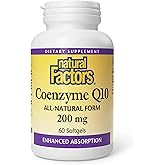 Natural Factors Coenzyme Q10 - Antioxidant Support Supplement Supports Cellular Energy Production - Better Absorption Aids Healthy Heart Function - 200 mg, 60 Softgels (60 Servings)