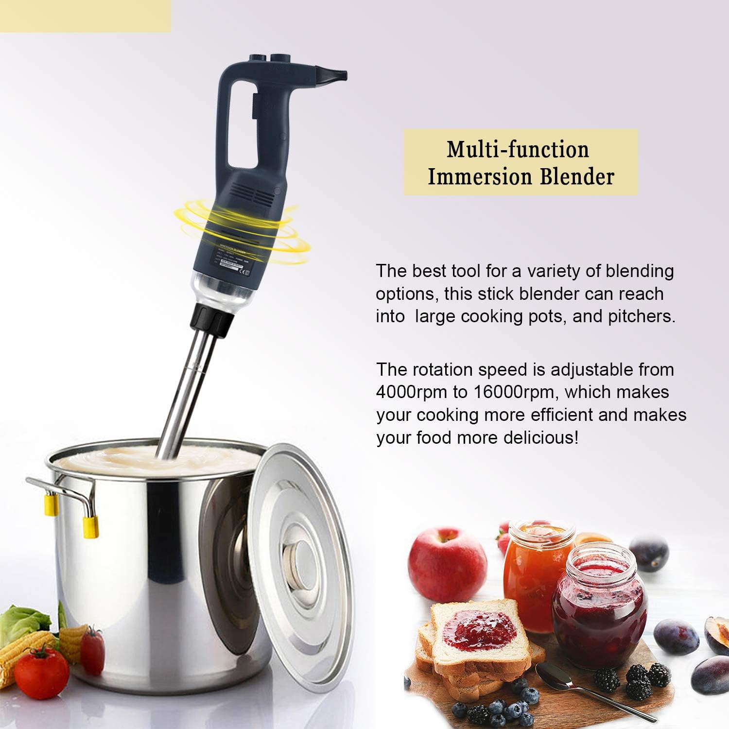 Li Bai Commercial 14’’ Immersion Blender 750 Watt Electric Hand Mixer With Detachable Shaft Power 2500rpm to 15000rpm Capacity 304 Stainless Steel Variable Speed: Kitchen & Dining