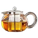Lifeyz Clear Glass Heat Resistant stainless steel Infuser Short Spout Teapot Tea 500ml