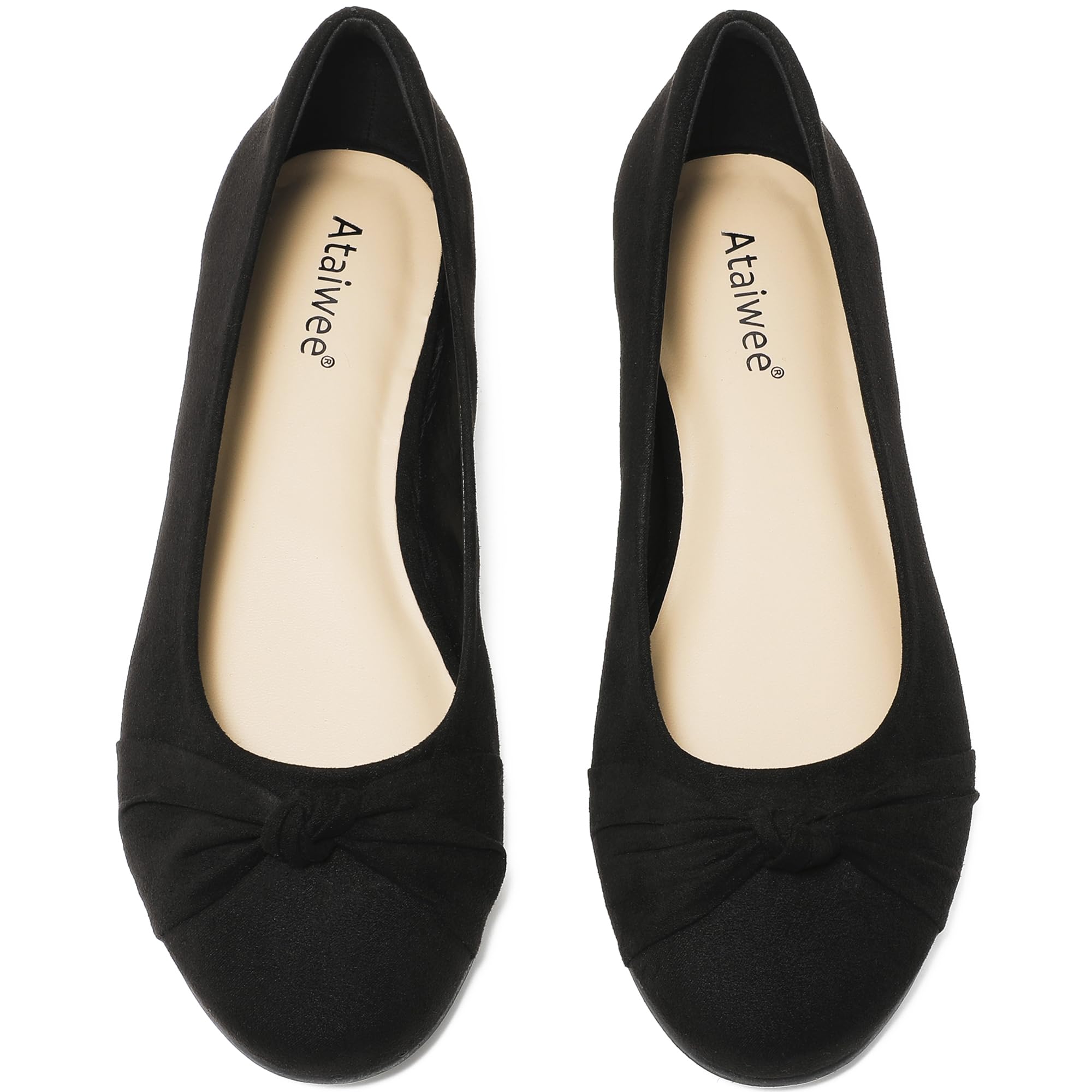 Photo 1 of (see all images) Ataiwee Women's Wide Width Flats Shoes - Ladies Cute Bow Comfortable Round Toe Ballet Shoes