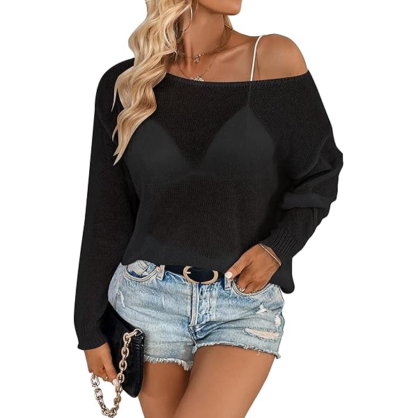 Women's Sheer Mesh Tops Y2k See Through Knit Sweater Sexy Long