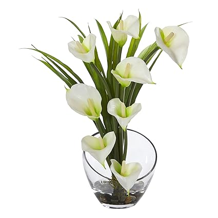 Nearly Natural Calla Lily And Grass In Vase 15 5 Cream Amazon