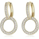 HZMAN 14K Gold Plated Huggie Earrings for Women, Cubic Zirconia Cartilage Hypoallergenic Hoop Earrings Cuffs for Women Fashion Round Circle Earrings