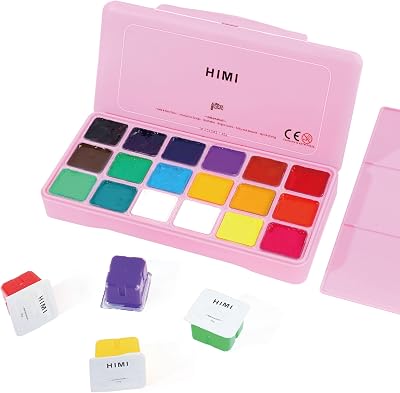INK LAB Gouache Paint Kit 18 Colors Jelly Cup Design Portable Palette 30ml