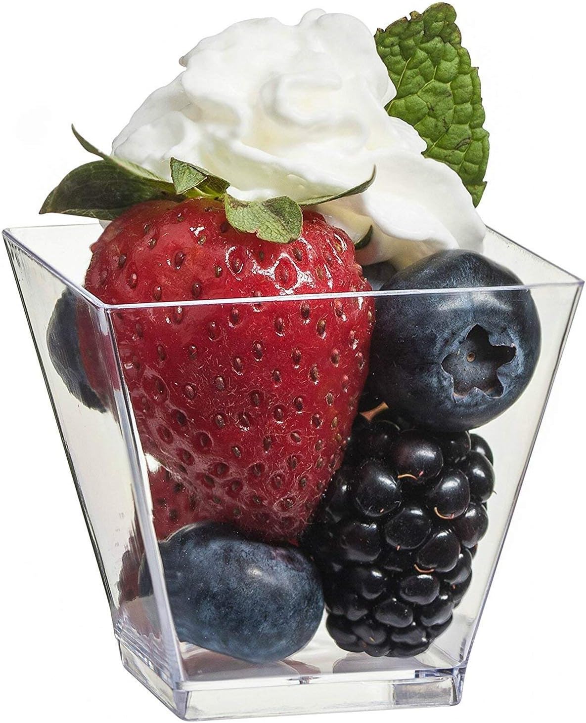 Ahhipo 50Pcs/set Elegant Square Mini Dessert Cups - Mini Cube 2oz Clear Tasting Sample Shot Glasses Disposable Plastic Dessert Cups